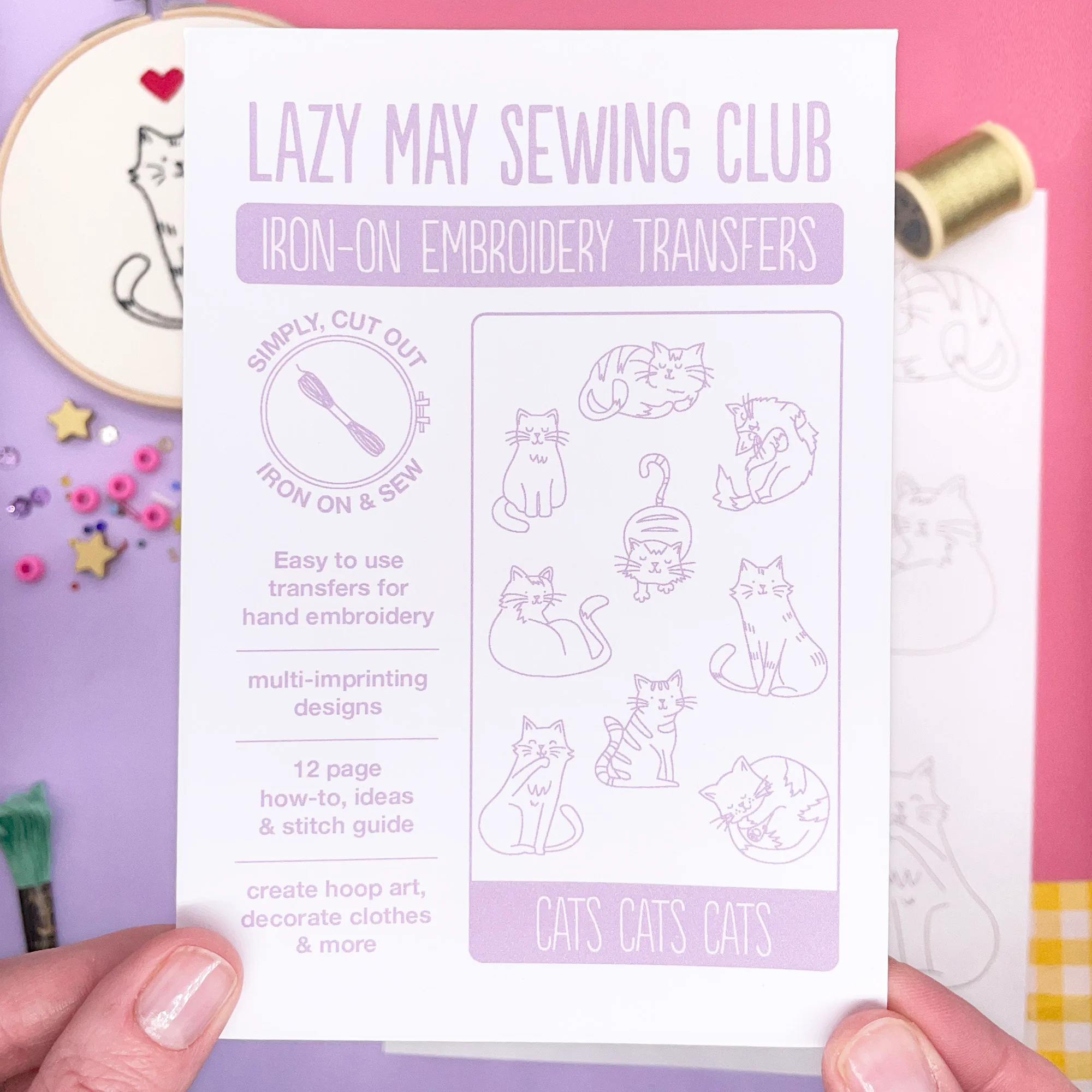 Iron-On Embroidery Patterns: Cute Cat Themed Designs - Image 4