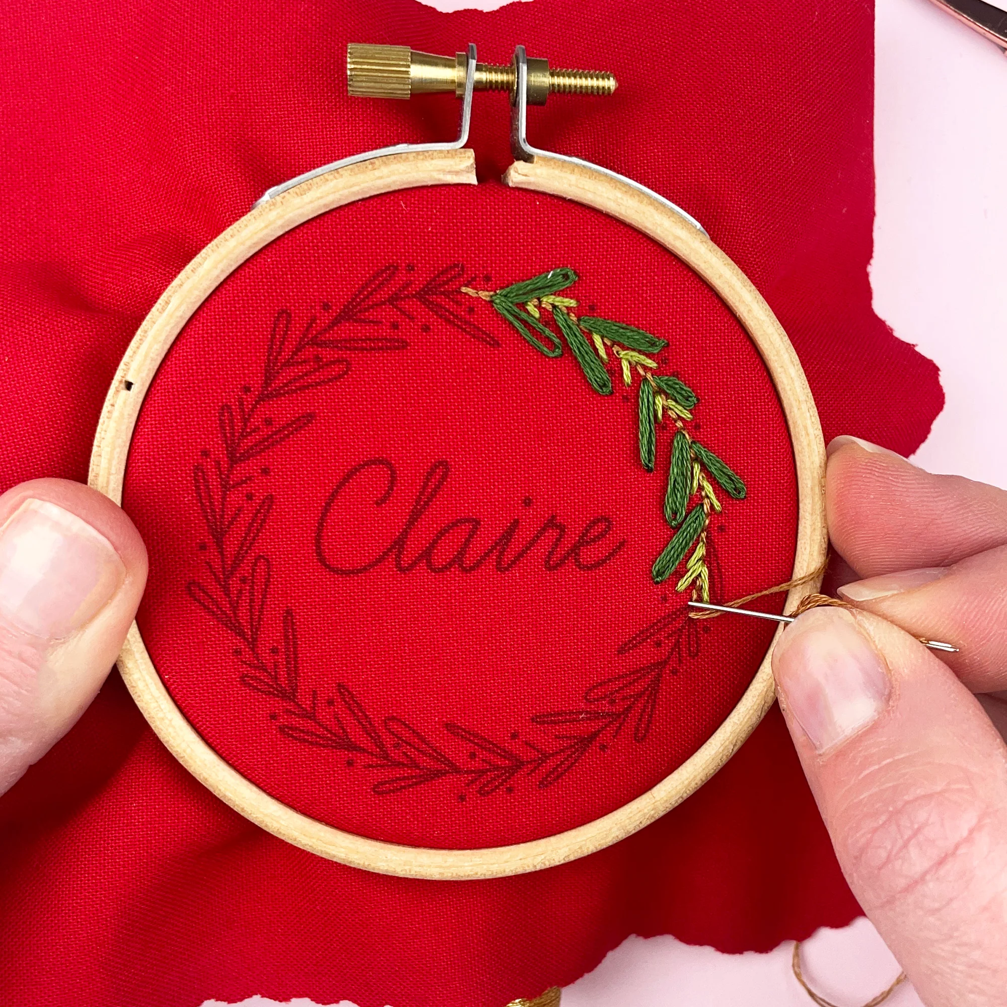 Personalised Christmas Wreath Embroidery Kit - Image 4