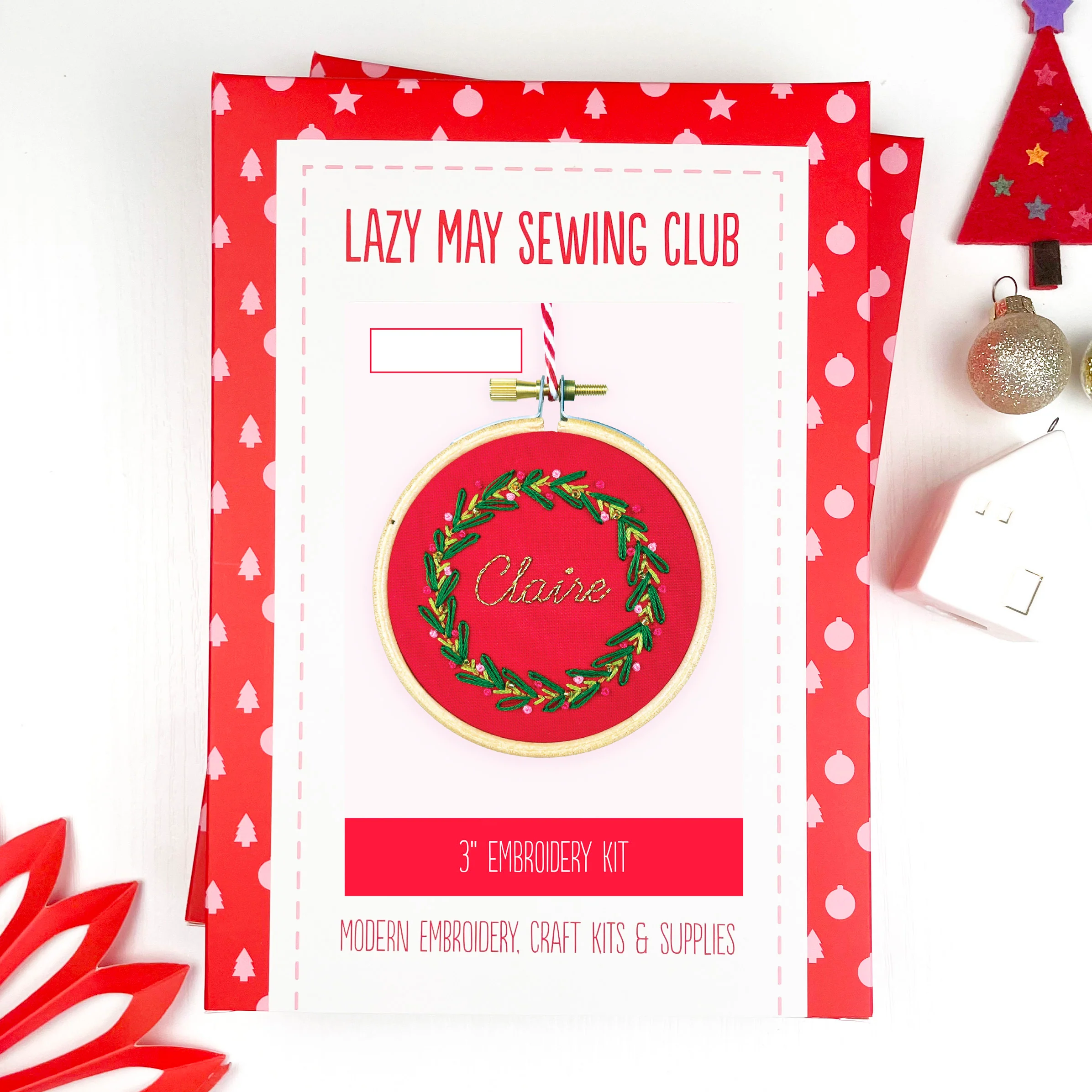 Personalised Christmas Wreath Embroidery Kit - Image 6