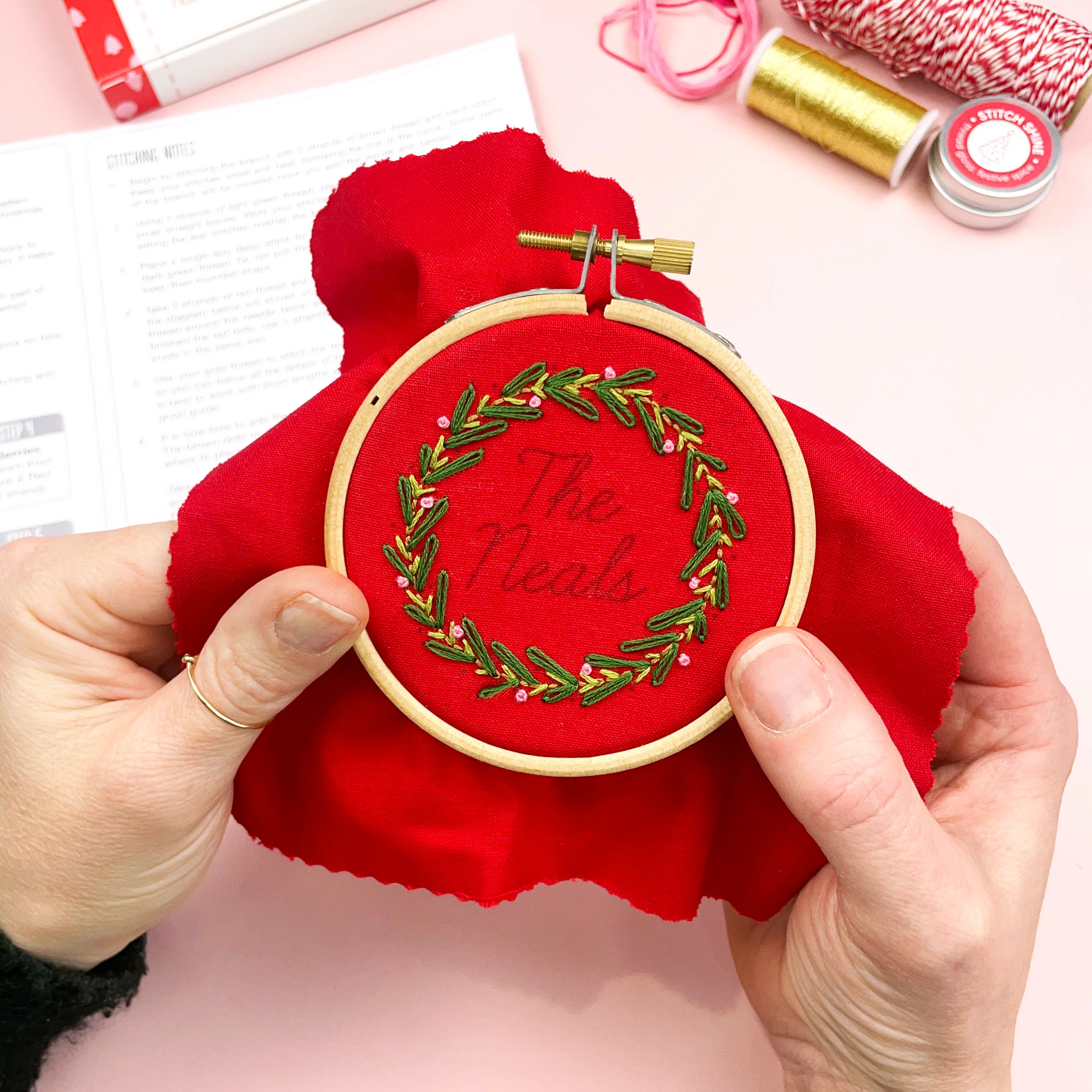 Personalised Christmas Wreath Embroidery Kit - Image 7