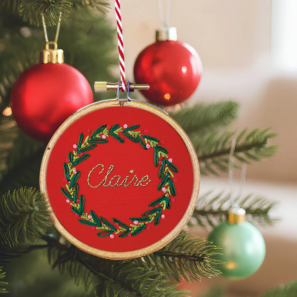 Personalised Christmas Wreath Embroidery Kit - Image 8