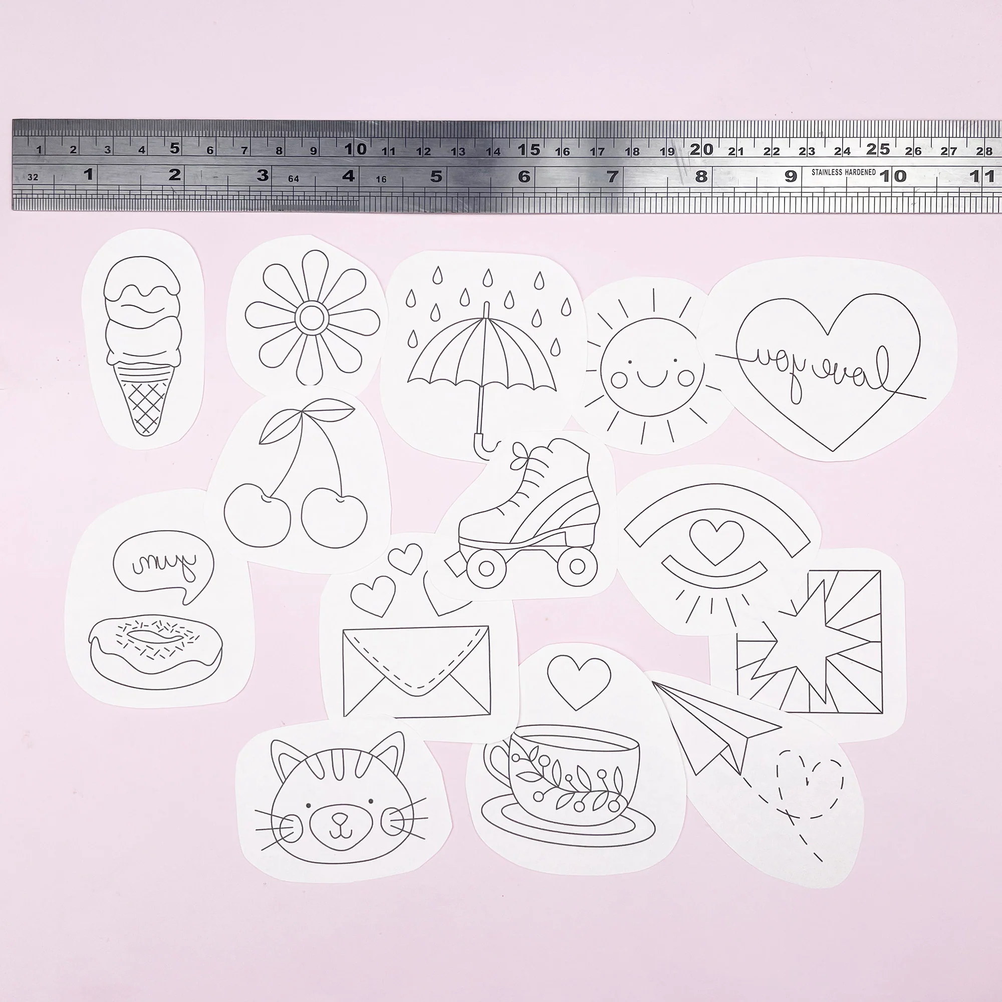 Iron-On Embroidery Patterns: 13 Cute Doodle Themed Designs - Image 4