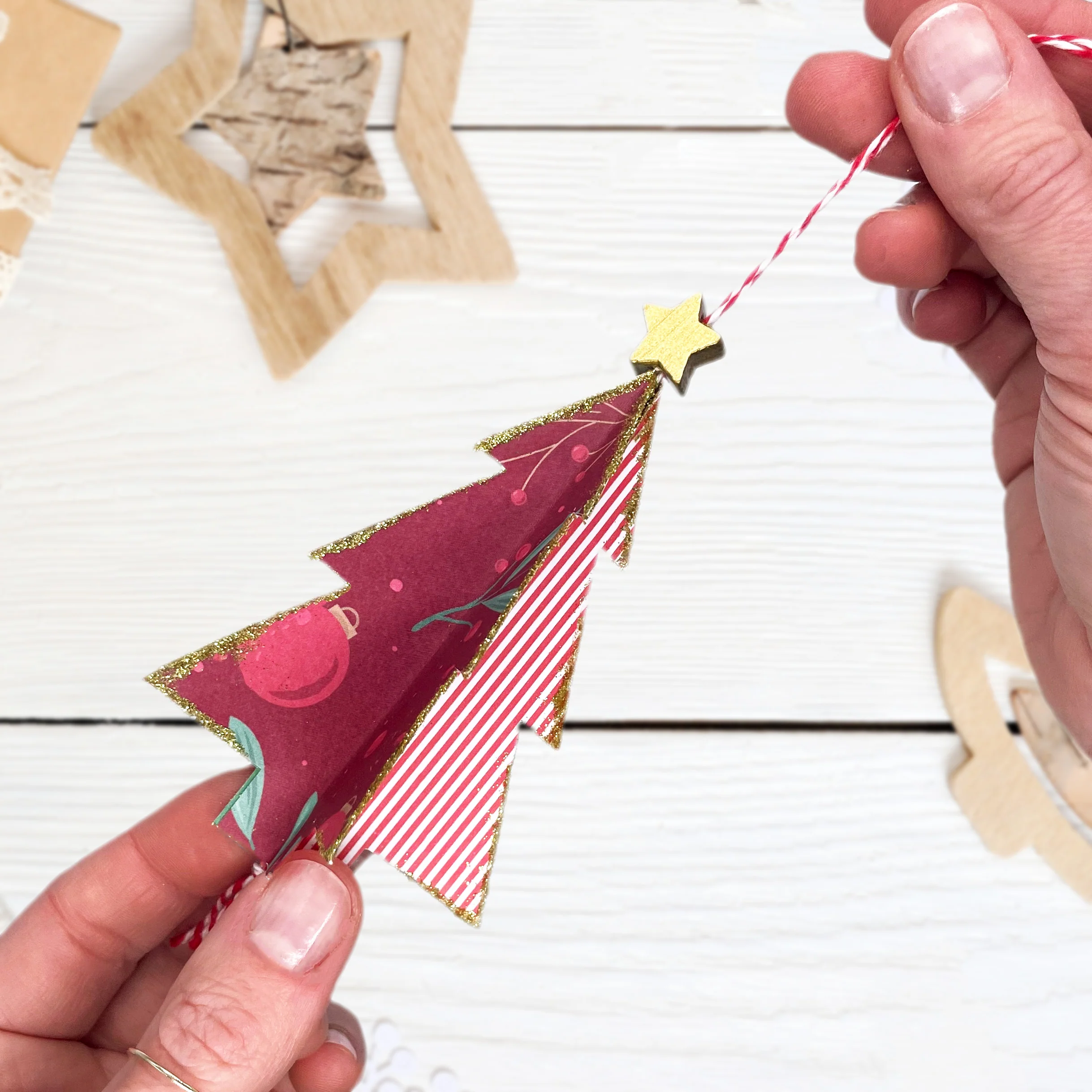 Paper Christmas Tree Decoration Kit (Makes 5) - Image 4