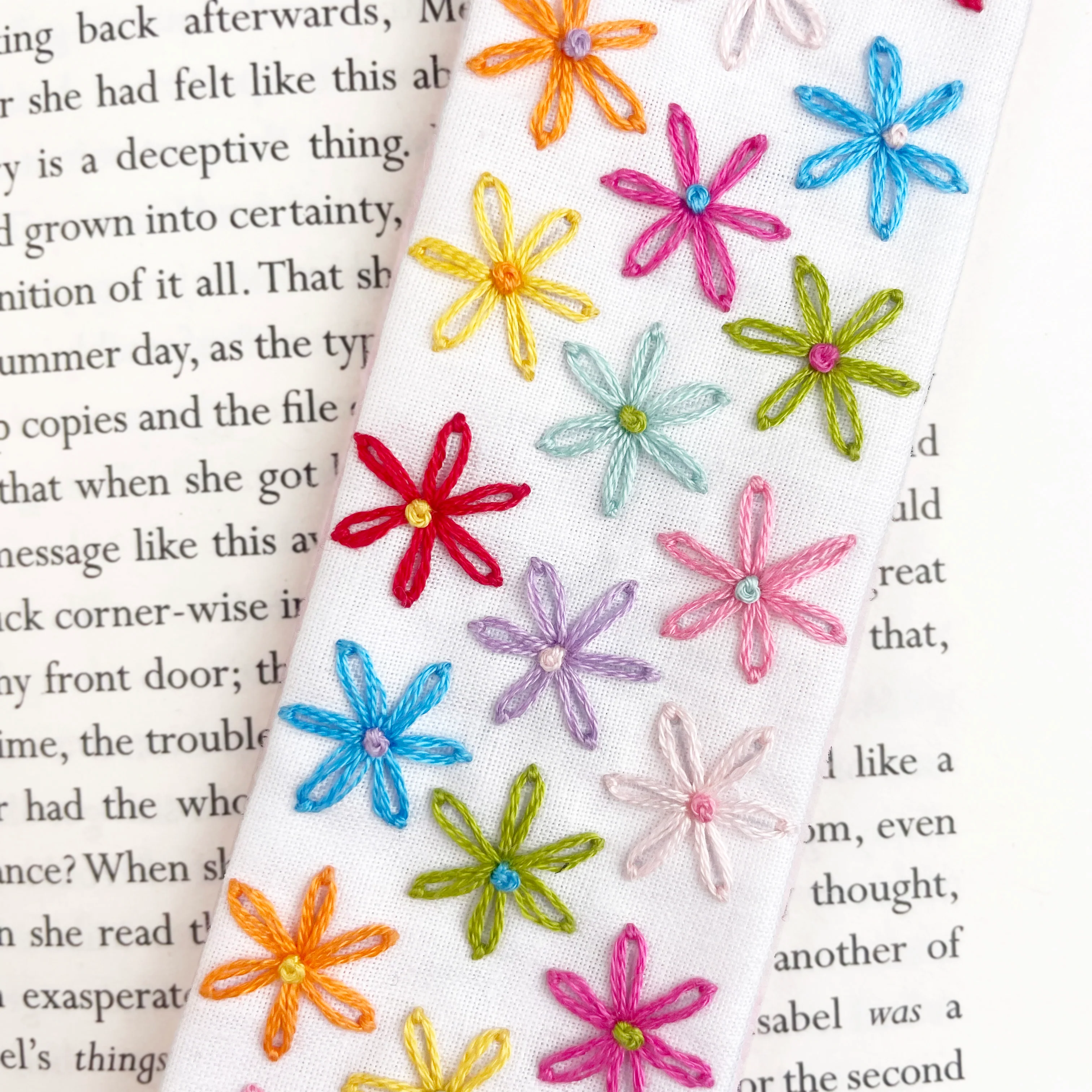 DIY Bookmark Embroidery Kit: Bright Rainbow Flowers - Image 3