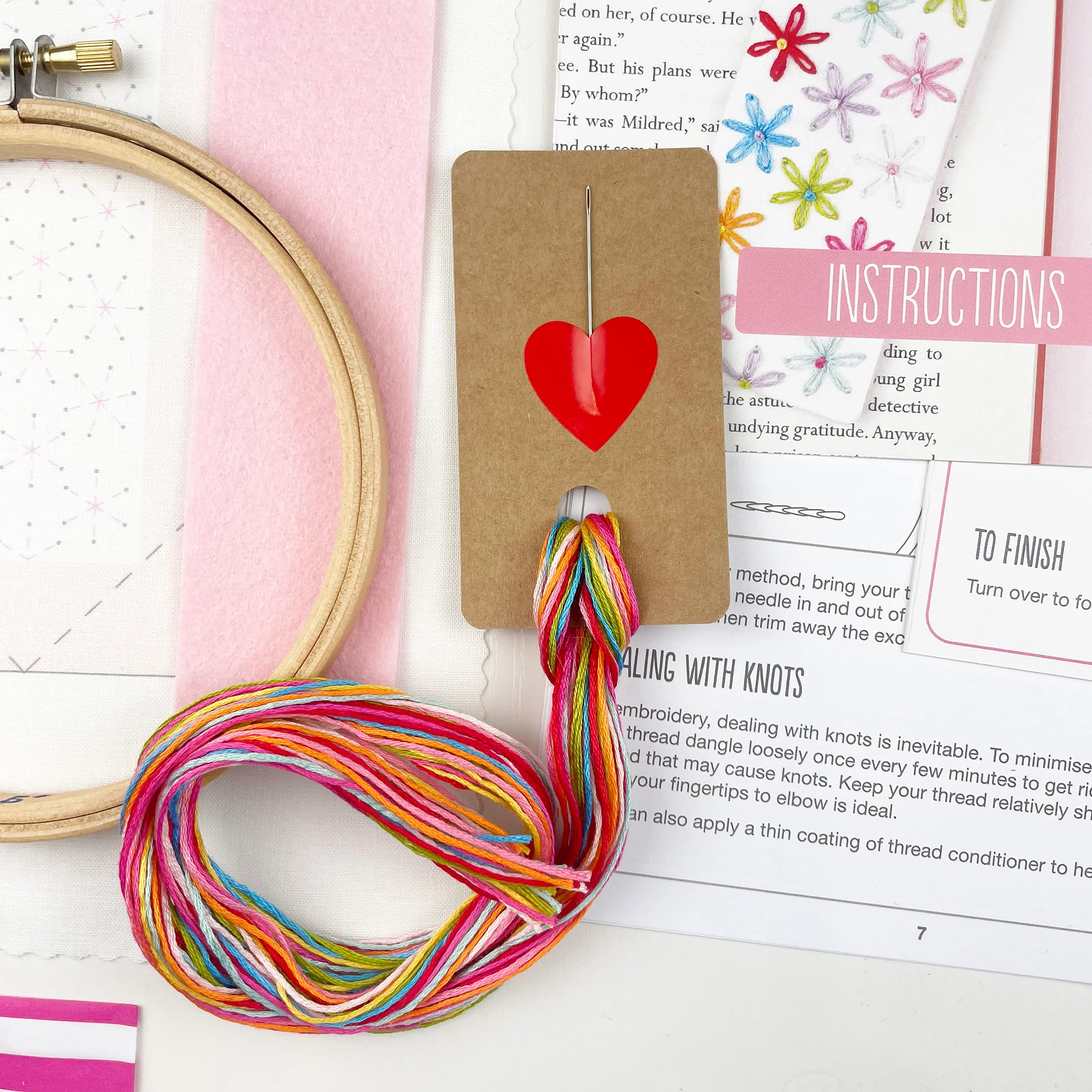 DIY Bookmark Embroidery Kit: Bright Rainbow Flowers - Image 4