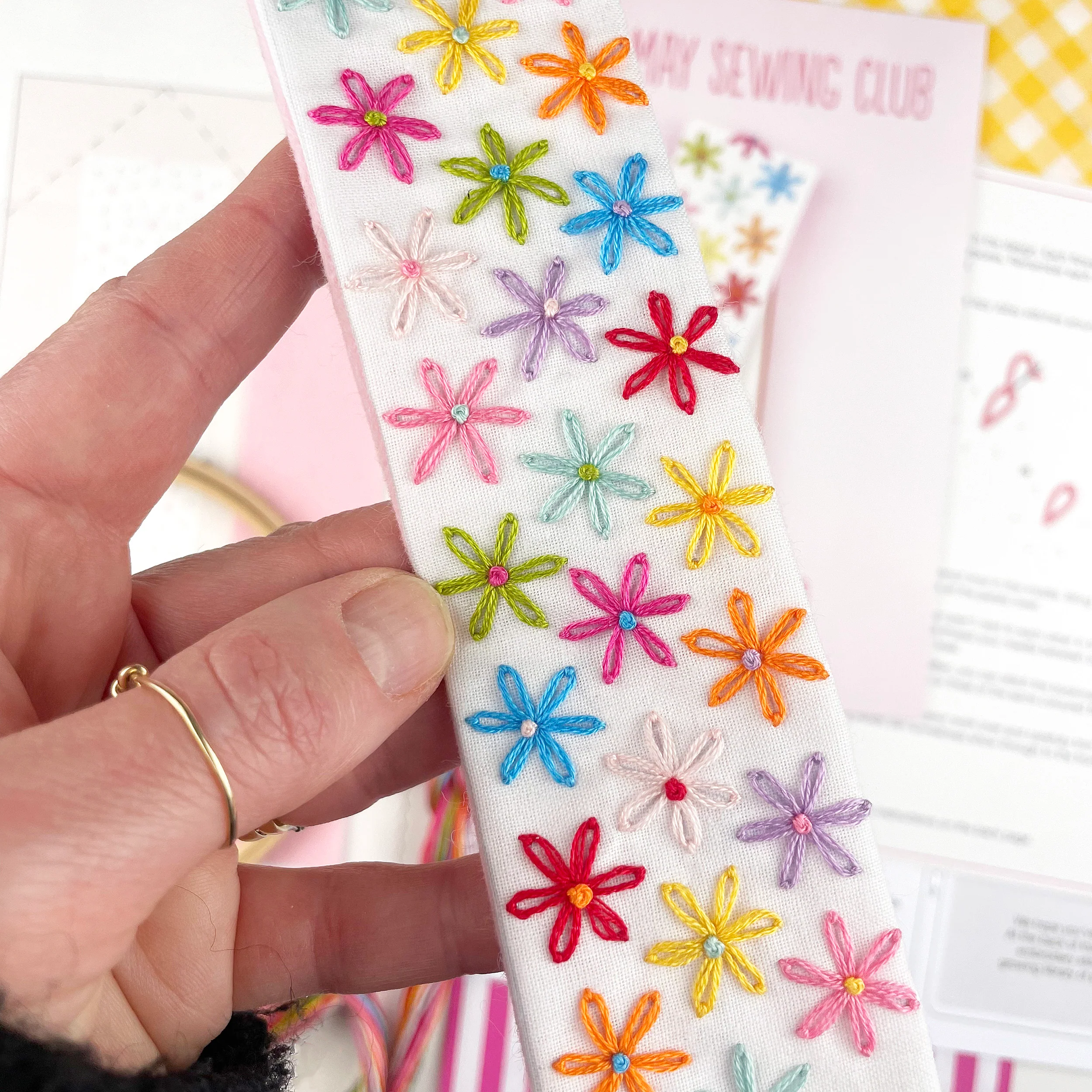 DIY Bookmark Embroidery Kit: Bright Rainbow Flowers - Image 6