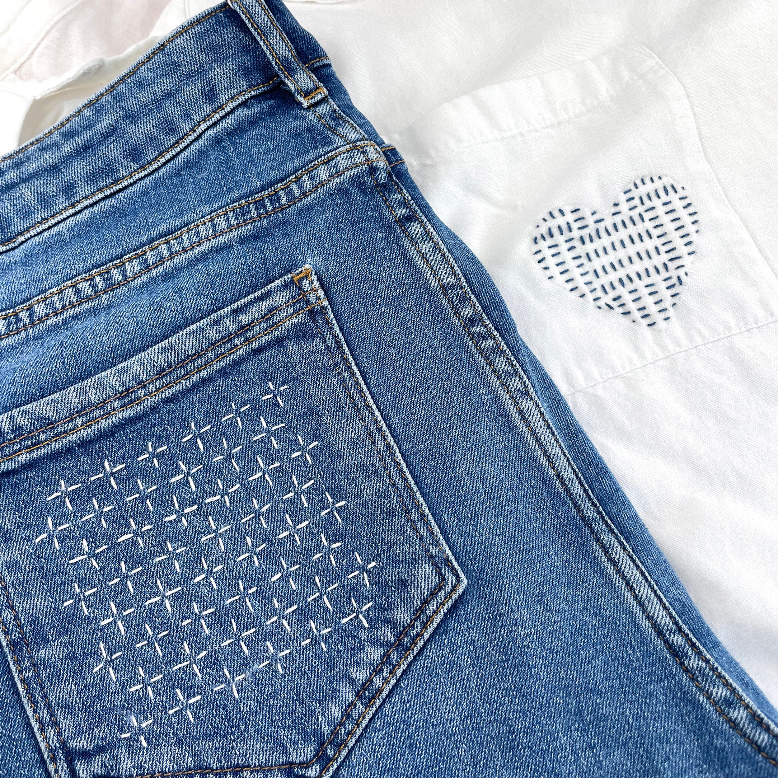 Visible Mending Kit (Set 2): Sashiko Inspired Stick & Stitch Patterns - Image 6