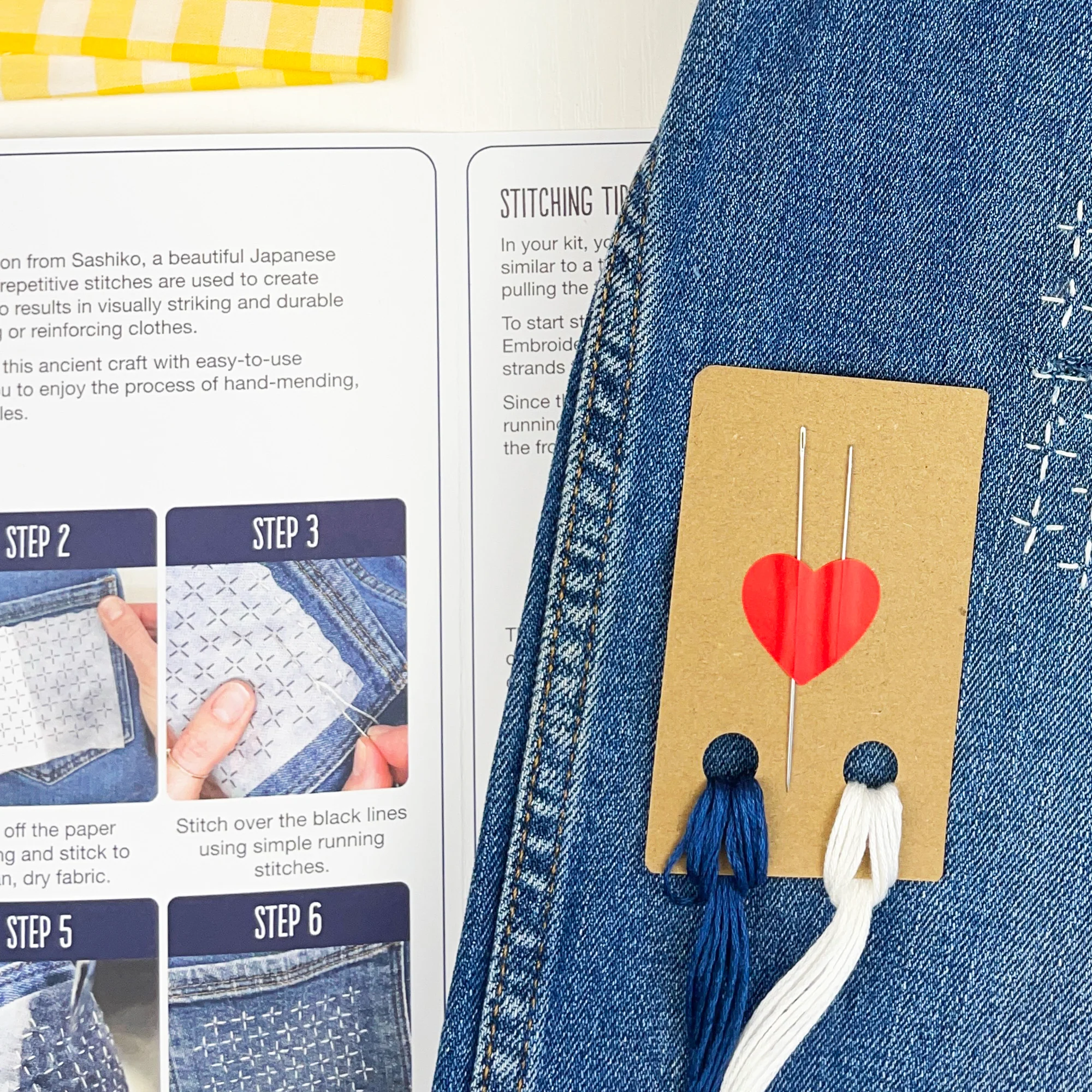 Visible Mending Kit (Set 2): Sashiko Inspired Stick & Stitch Patterns - Image 8
