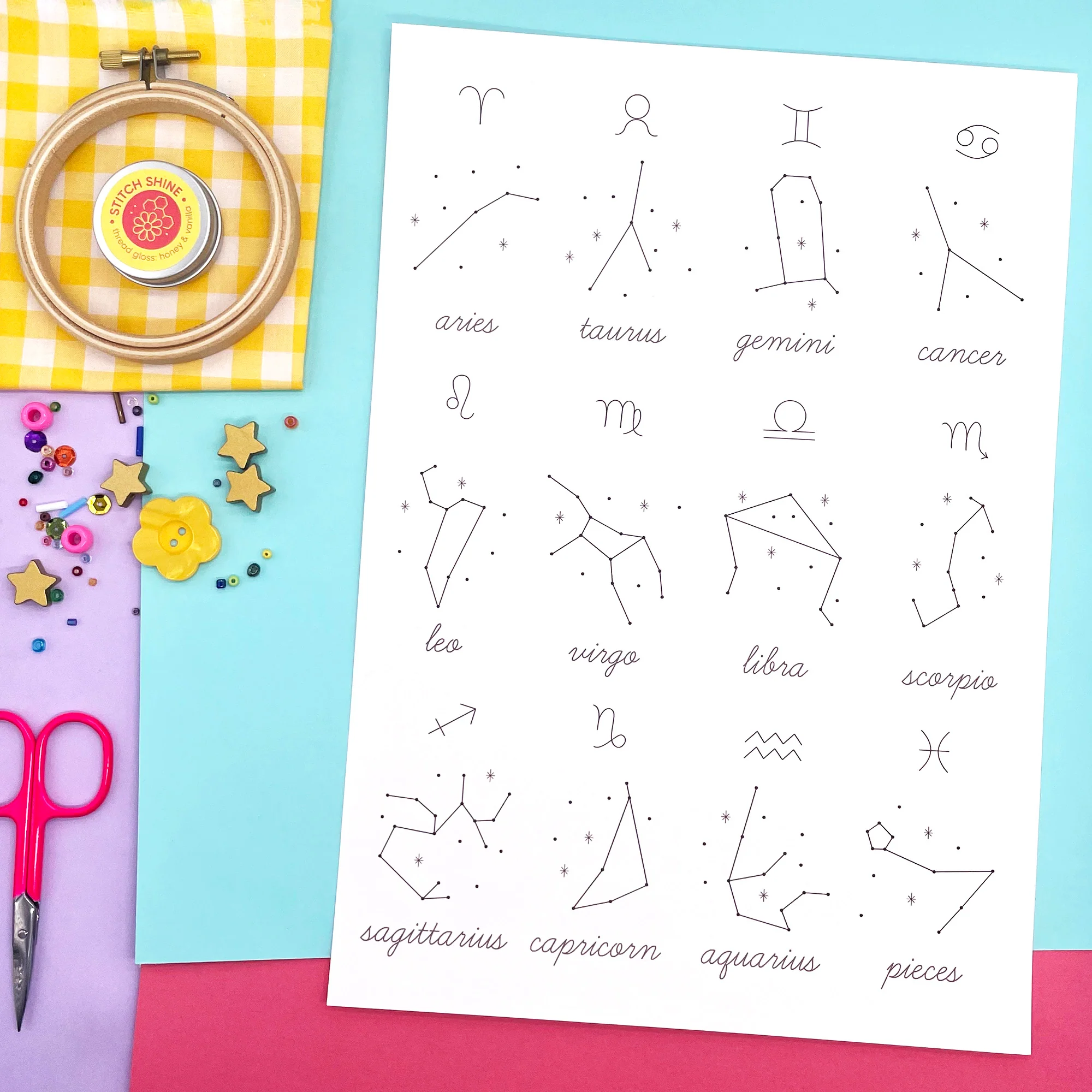 Iron-On Embroidery Patterns: Zodiac Themed Designs - Image 3